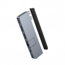 HYPER DUO PRO 7-in-2 USB-C Hub USB Type-C 104 Mbit s Harmaa