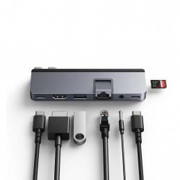 HYPER DUO PRO 7-in-2 USB-C Hub USB Type-C 104 Mbit s Harmaa