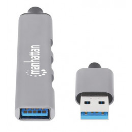 Manhattan 168427 keskitin USB 3.2 Gen 1 (3.1 Gen 1) Type-A 5000 Mbit s Harmaa