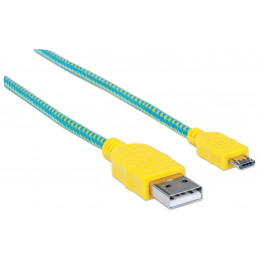 Manhattan 352703 USB-kaapeli 1,8 m USB 2.0 USB A Micro-USB B Vihreä, Keltainen