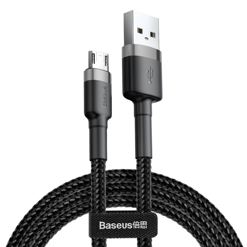 Baseus CAMKLF-CG1 USB-kaapeli 2 m USB A Micro-USB B Musta, Harmaa