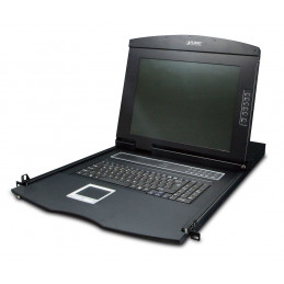 PLANET 17" 8-Port Combo VGA LCD KVM-kytkin Telineasennus Musta