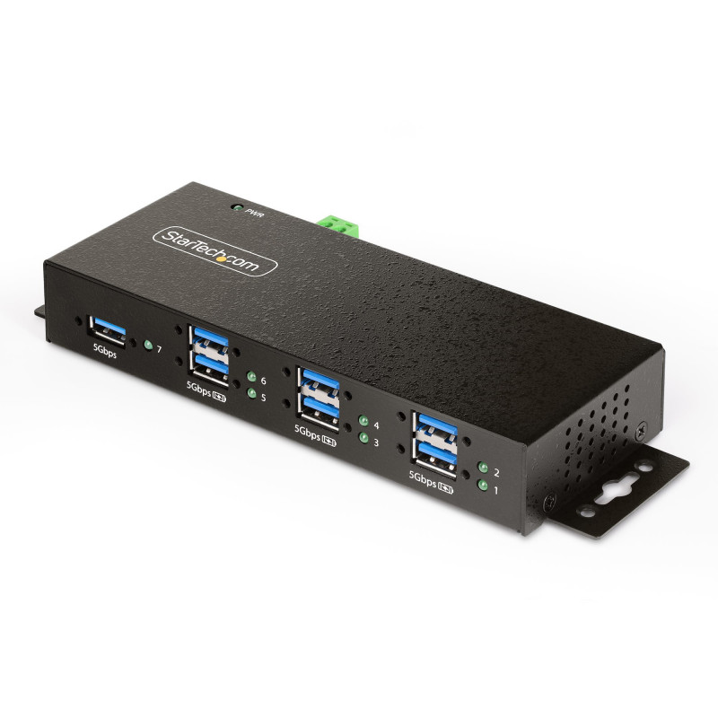 StarTech.com 5G7AINDRM-USB-A-HUB keskitin USB 3.2 Gen 1 (3.1 Gen 1) Type-B 5000 Mbit s musta