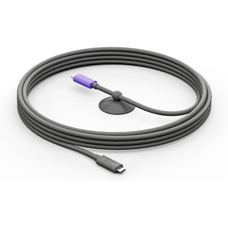 Logitech 952-000195 USB-kaapeli USB 3.2 Gen 2 (3.1 Gen 2) 5 m USB C Grafiitti, Violetti