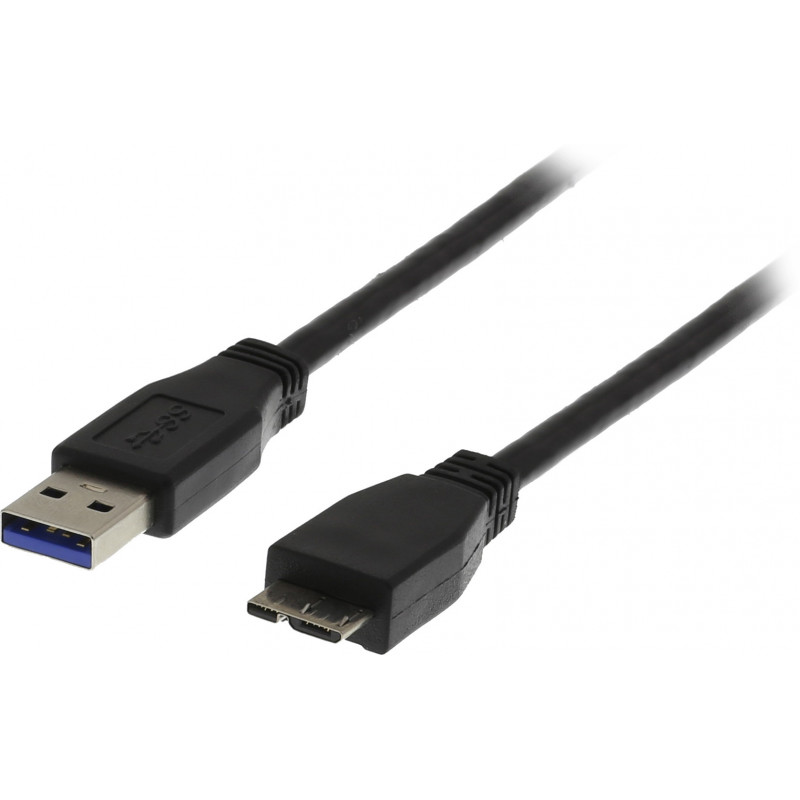 Deltaco USB 3.0 kaapeli, A uros - Micro B ur, 1m, musta