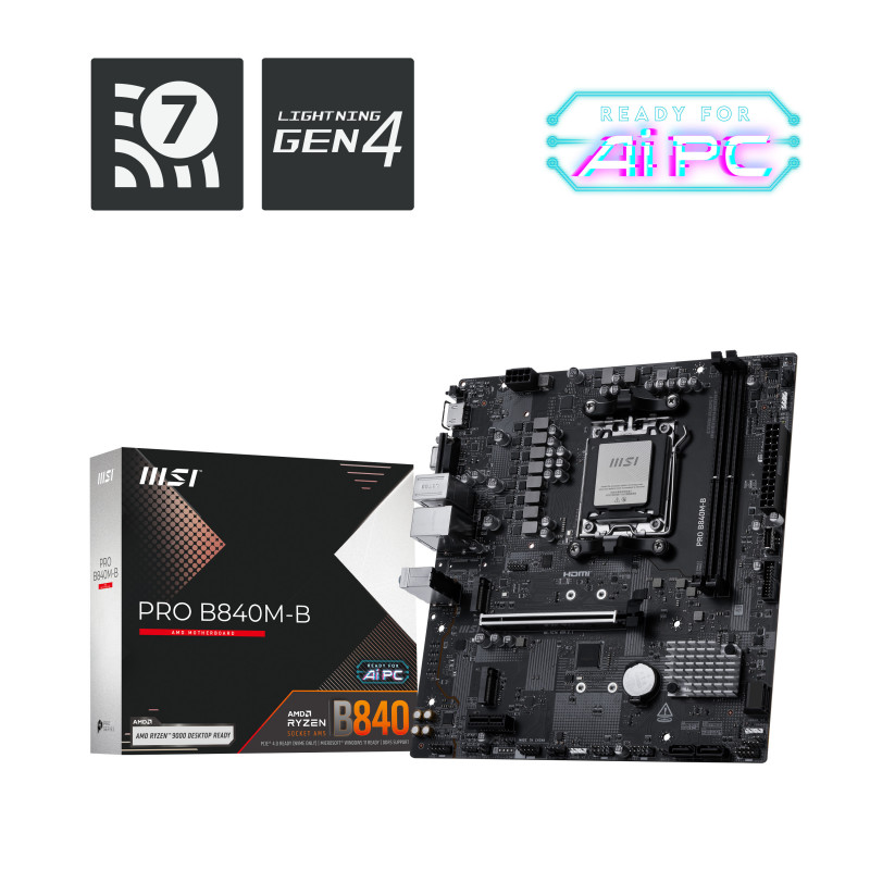 MSI PRO B840M-B emolevy AMD B840 Pistoke AM5 mikro ATX