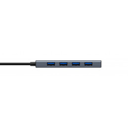 Deltaco USB-A hub, 4x USB-A female, 5 Gbps, aluminum, grey