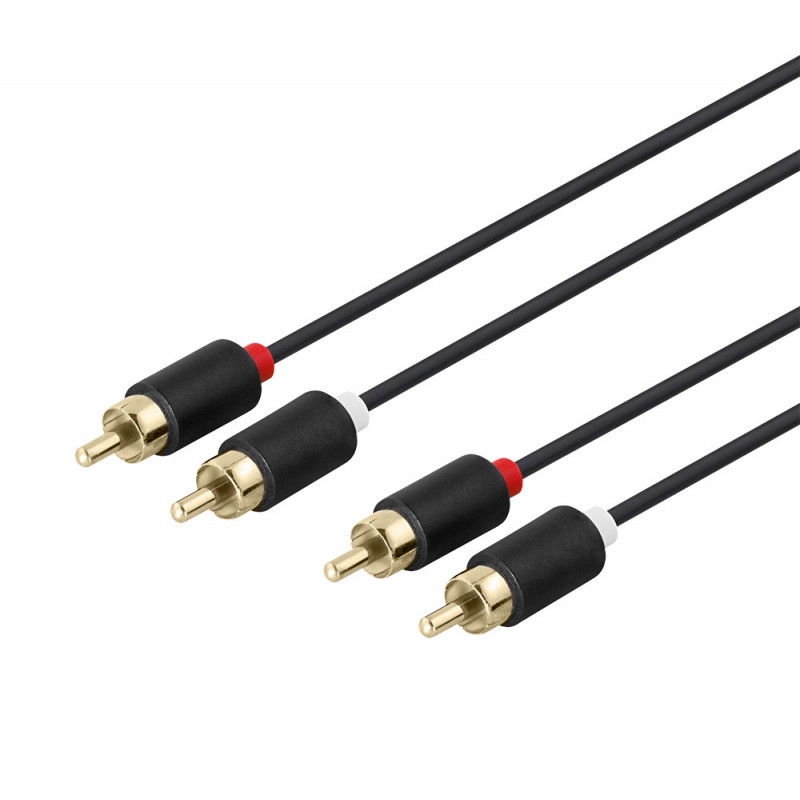 Deltaco MM-111-K audiokaapeli 3 m 2 x RCA musta