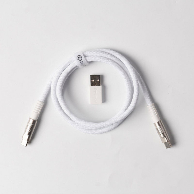 Keychron Double-Sleeved Geek Cable 8K USB-kaapeli 1 m USB C 0,48 Gbit s Valkoinen