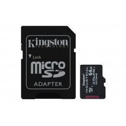 Kingston Technology 64GB microSDXC Industrial C10 A1 pSLC -kortti + SD-sovitin