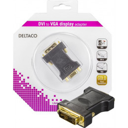 Deltaco DVI-4-K cable gender changer DVI-A VGA(HD15) Musta