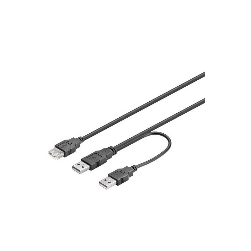 Deltaco USB2-16 USB-kaapeli 0,3 m USB 2.0 2 x USB A USB A Musta