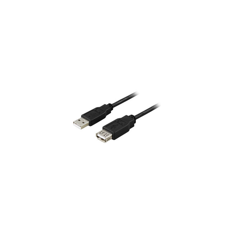 Deltaco USB 2.0 Cable A A, 0.5m USB-kaapeli 0,5 m USB A Musta