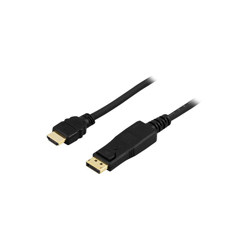 Deltaco DP-3010 videokaapeli-adapteri 1 m DisplayPort HDMI Musta