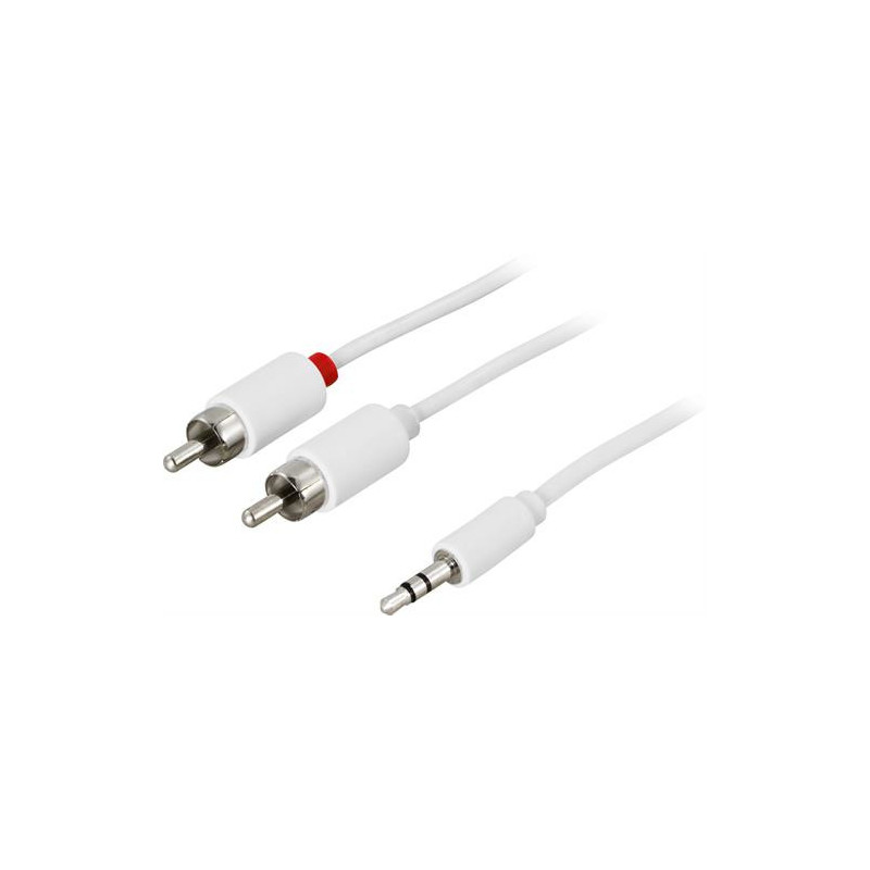 Deltaco MM-138B audiokaapeli 0,5 m 2 x RCA 3.5mm Valkoinen