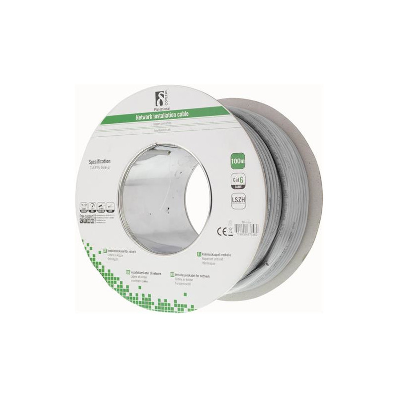 Deltaco TP-46H verkkokaapeli Harmaa 100 m Cat6 U UTP (UTP)