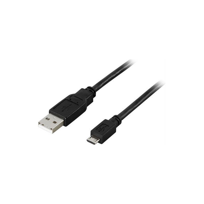 Deltaco USB-299S USB-kaapeli 0,25 m USB 2.0 USB A Micro-USB B Musta