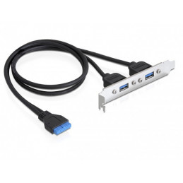 DeLOCK USB 3.0 19-pin - 2 x USB 3.0-A USB-kaapeli 0,4 m USB 3.2 Gen 1 (3.1 Gen 1) USB A Musta