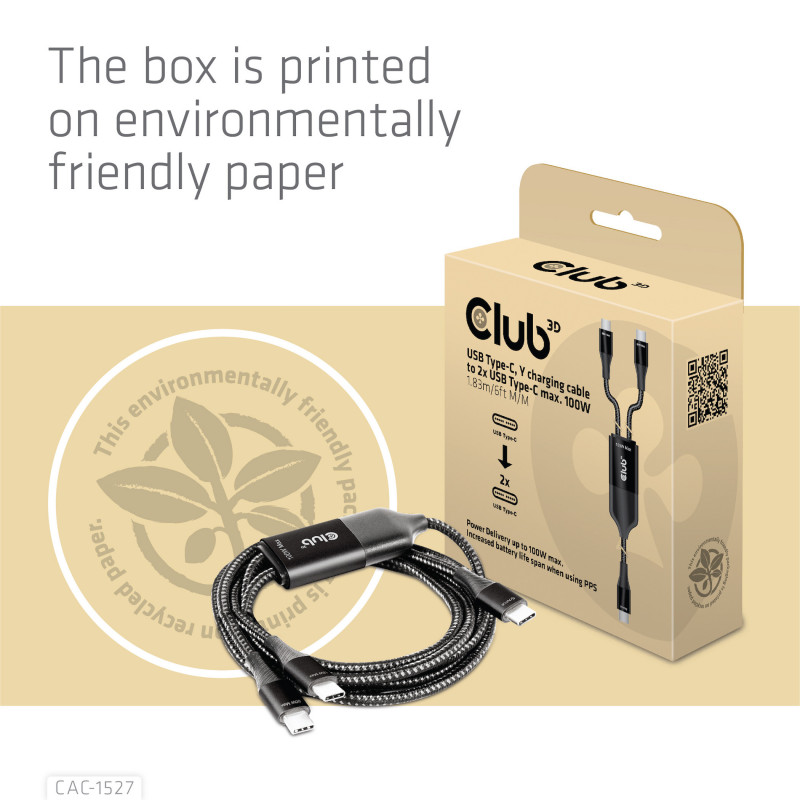 CLUB3D CAC-1527 USB-kaapeli 1,83 m USB C Musta