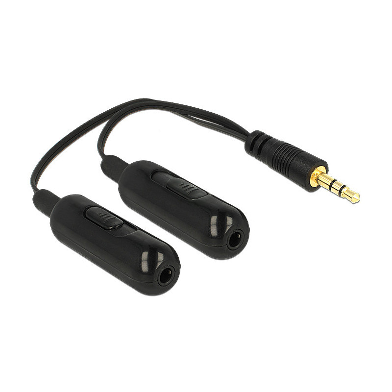 DeLOCK 0.19m, 3.5mm 2x3.5mm audiokaapeli 0,19 m Musta