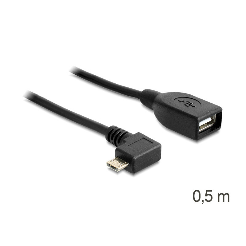 DeLOCK USB micro-B - USB 2.0-A, 0.5m USB-kaapeli 0,5 m Micro-USB B USB A Musta