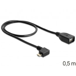 DeLOCK USB micro-B - USB 2.0-A, 0.5m USB-kaapeli 0,5 m Micro-USB B USB A Musta