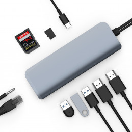 HYPER HD392-GRAY keskitin USB 3.2 Gen 1 (3.1 Gen 1) Type-C 5000 Mbit s Harmaa
