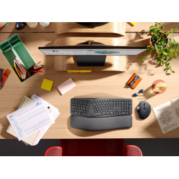 Logitech K860 for Business näppäimistö Bluetooth Pohjoismainen Grafiitti