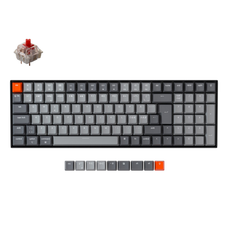 Keychron K4 Version 2 näppäimistö USB + Bluetooth QWERTY Pohjoismainen Musta, Harmaa, Oranssi