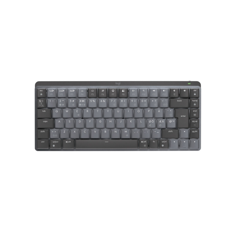 Logitech MX Mini Mechanical näppäimistö RF Wireless + Bluetooth QWERTY Tanska, Suomi, Norjalainen, Ruotsi Grafiitti, Harmaa