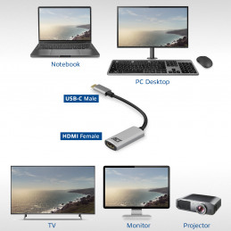 ACT AC7010 USB grafiikka-adapteri 4096 x 2160 pikseliä Harmaa