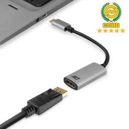 ACT AC7030 videokaapeli-adapteri 0,15 m USB Type-C DisplayPort Harmaa