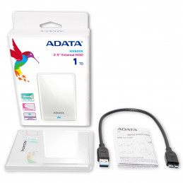 ADATA AHV620S-1TU3-CWH ulkoinen kovalevy 1000 GB Valkoinen