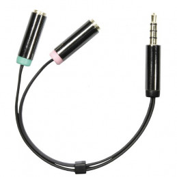 Deltaco AUD-201 audiokaapeli 0,1 m 3.5mm 2 x 3.5mm Musta