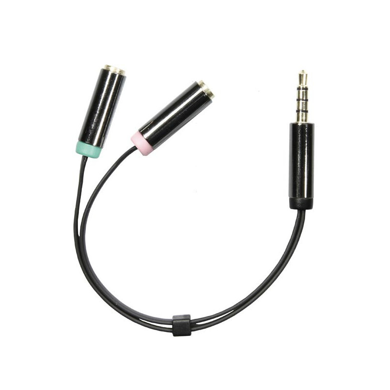Deltaco AUD-201 audiokaapeli 0,1 m 3.5mm 2 x 3.5mm Musta