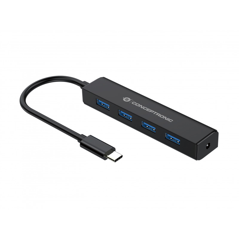 Conceptronic CTC4USB3 keskitin USB 3.2 Gen 1 (3.1 Gen 1) Type-C 5000 Mbit s Musta