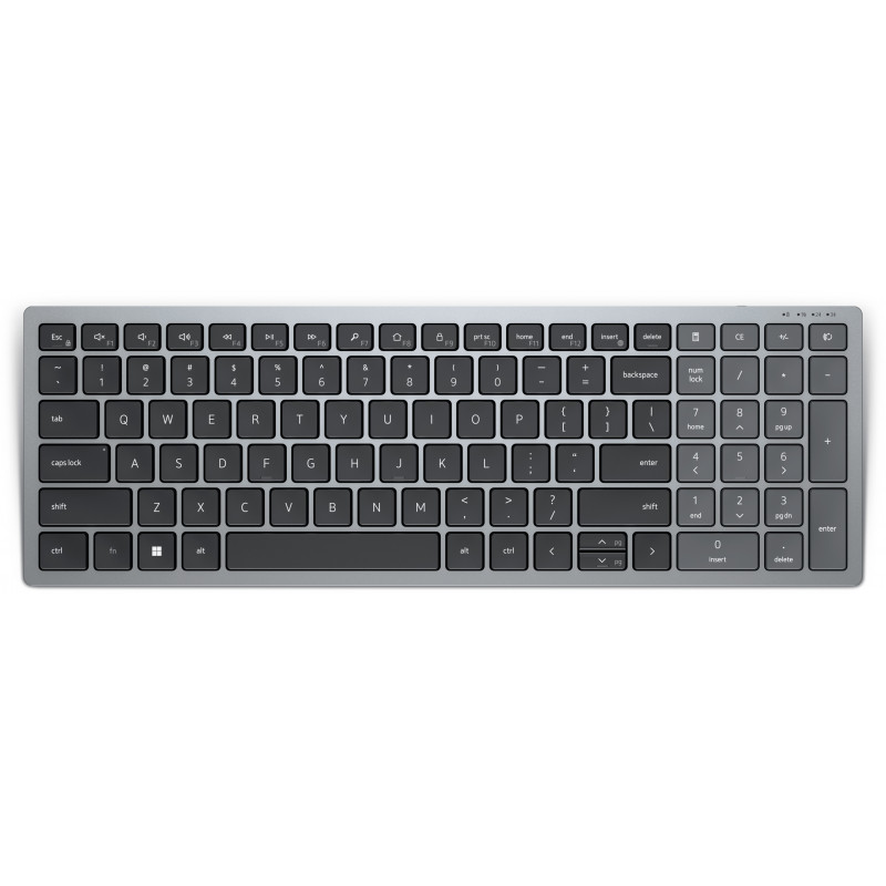 DELL KB740 näppäimistö RF Wireless + Bluetooth QWERTY Pohjoismainen Harmaa, Musta