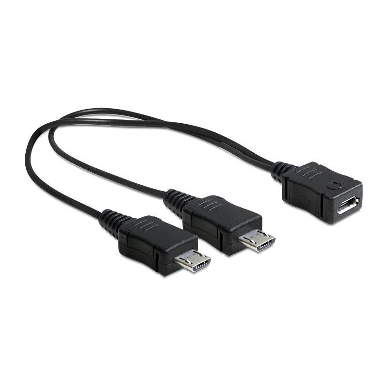 DeLOCK 20.5cm, USB micro-B - 2 x USB micro-B USB-kaapeli 0,205 m USB 2.0 Micro-USB B 2 x Micro-USB B Musta