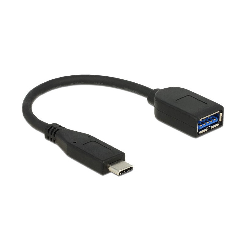 DeLOCK USB 3.1 Gen 2 Type-C Typ-A USB-kaapeli 0,1 m USB C USB A Musta