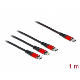 DeLOCK 86711 USB-kaapeli 1 m USB 2.0 USB C USB C Micro-USB B Lightning Musta, Punainen