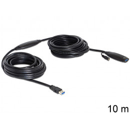 DeLOCK USB3.0-A - USB3.0-A, 10m USB-kaapeli USB 3.2 Gen 1 (3.1 Gen 1) USB A Musta