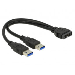 DeLOCK 0.25m USB3.0 2xUSB3.0 USB-kaapeli 0,25 m USB 3.2 Gen 1 (3.1 Gen 1) 2 x USB A Musta