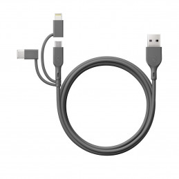 GP Batteries CY1N USB-kaapeli 1 m USB A USB C Micro-USB B Lightning Harmaa
