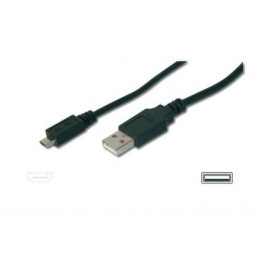 ASSMANN Electronic A micro-B, 3m USB-kaapeli USB 2.0 USB A Micro-USB B Musta