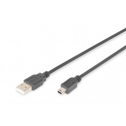 Digitus 1.8m USB 2.0 USB-kaapeli 1,8 m USB A Mini-USB B Musta