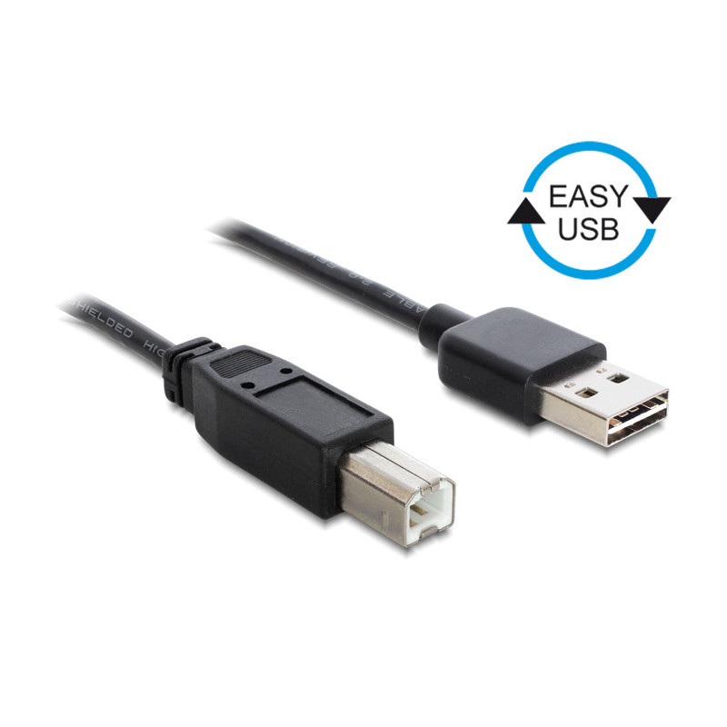 DeLOCK 0.5m, USB2.0-A USB2.0-B USB-kaapeli 0,5 m USB A USB B Musta